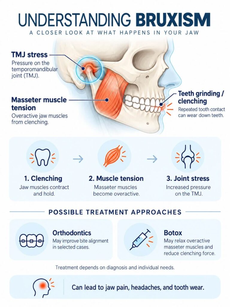 The masseter is one of the strongest muscles in the human body relative to its size — and it does not switch itself off.